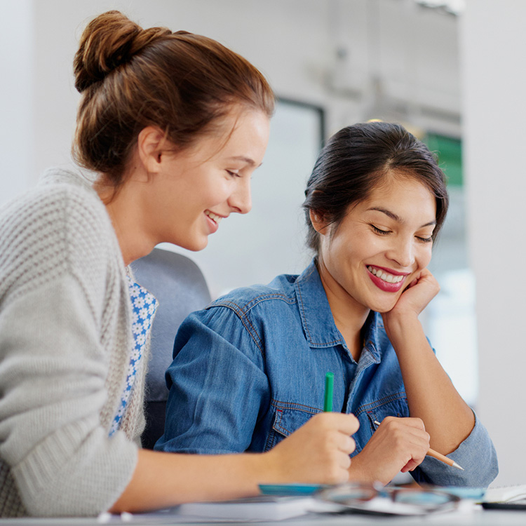 Happy mom and two daughters