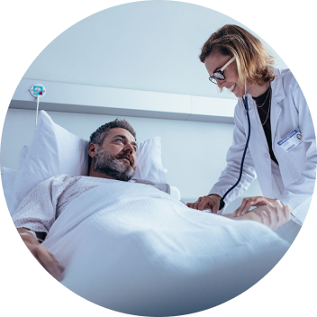 Doctor checking in with patient