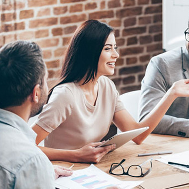 Young woman leading a conversation